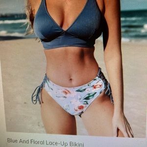 Blue/Floral Lace-up Bikini